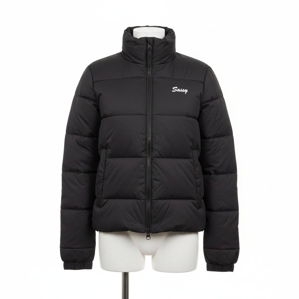 Sassy Black Puffer Jacket – Winter Warmth & Style