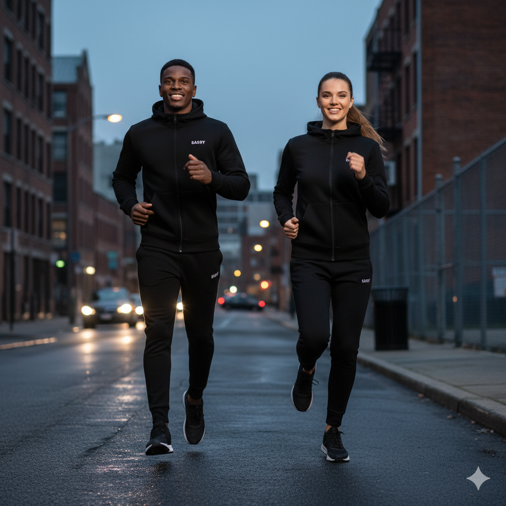 Slim-Fit Black Tracksuit – Sassy Branding