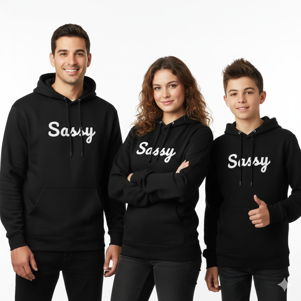 Premium Black Hoodie – “Sassy” Branding
