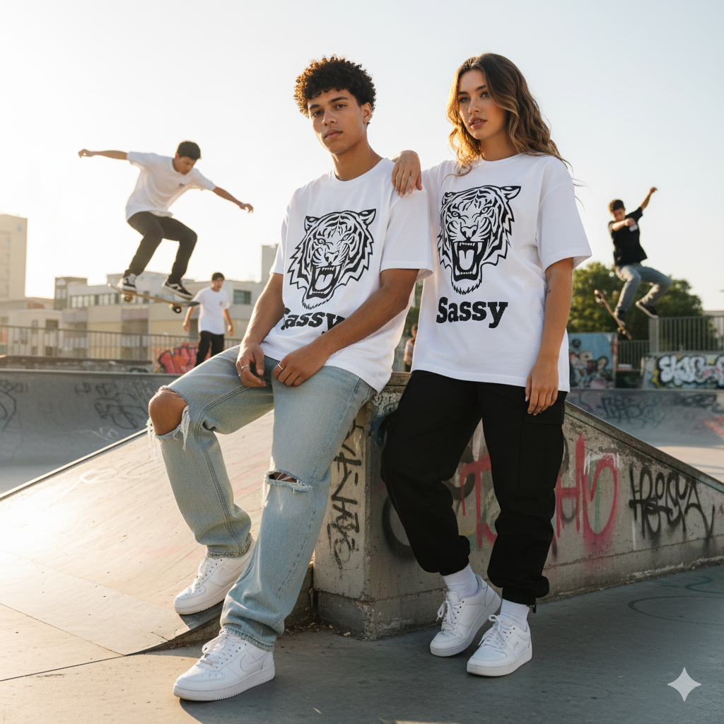 Oversized White Graphic T-Shirt – Sassy Branding