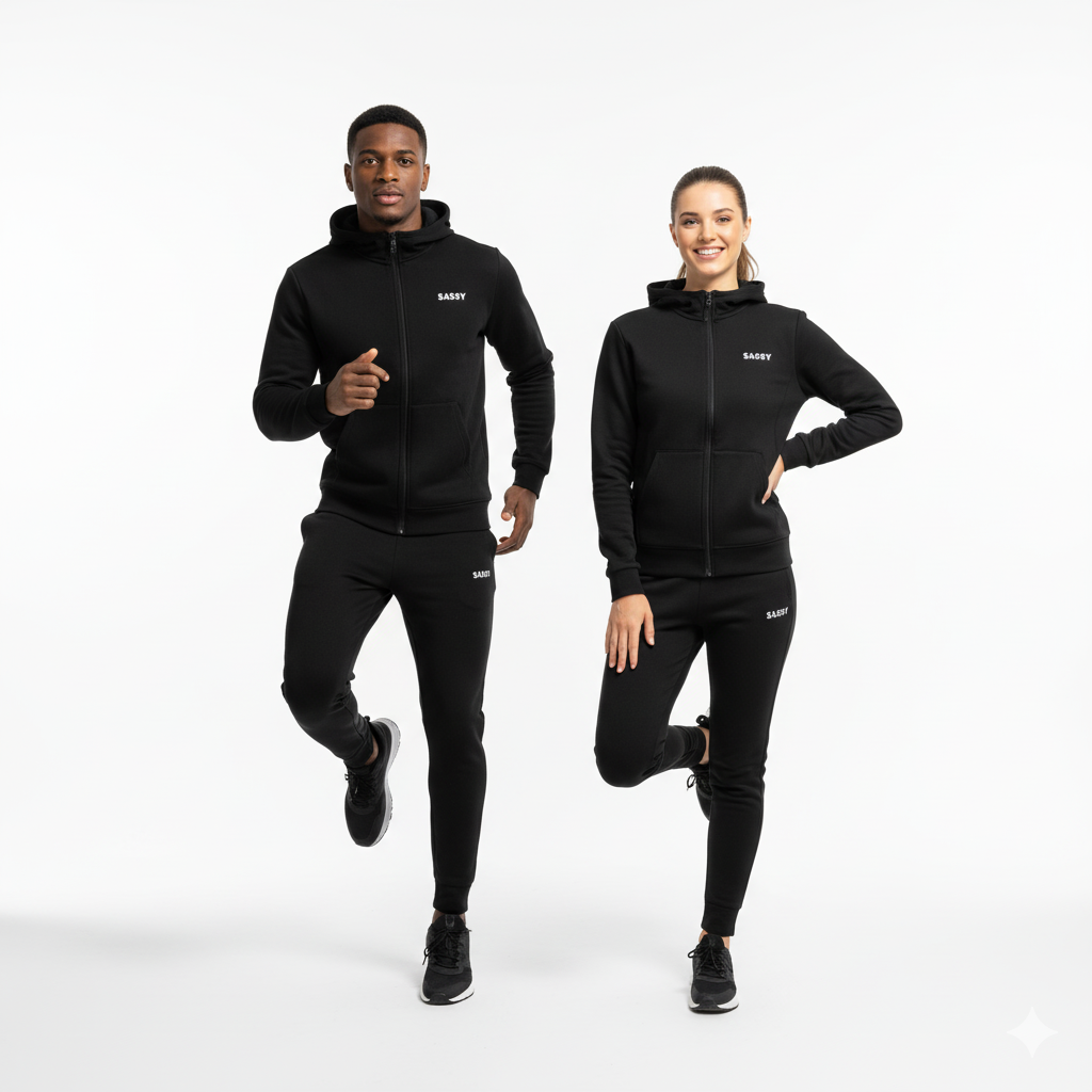 Slim-Fit Black Tracksuit – Sassy Branding