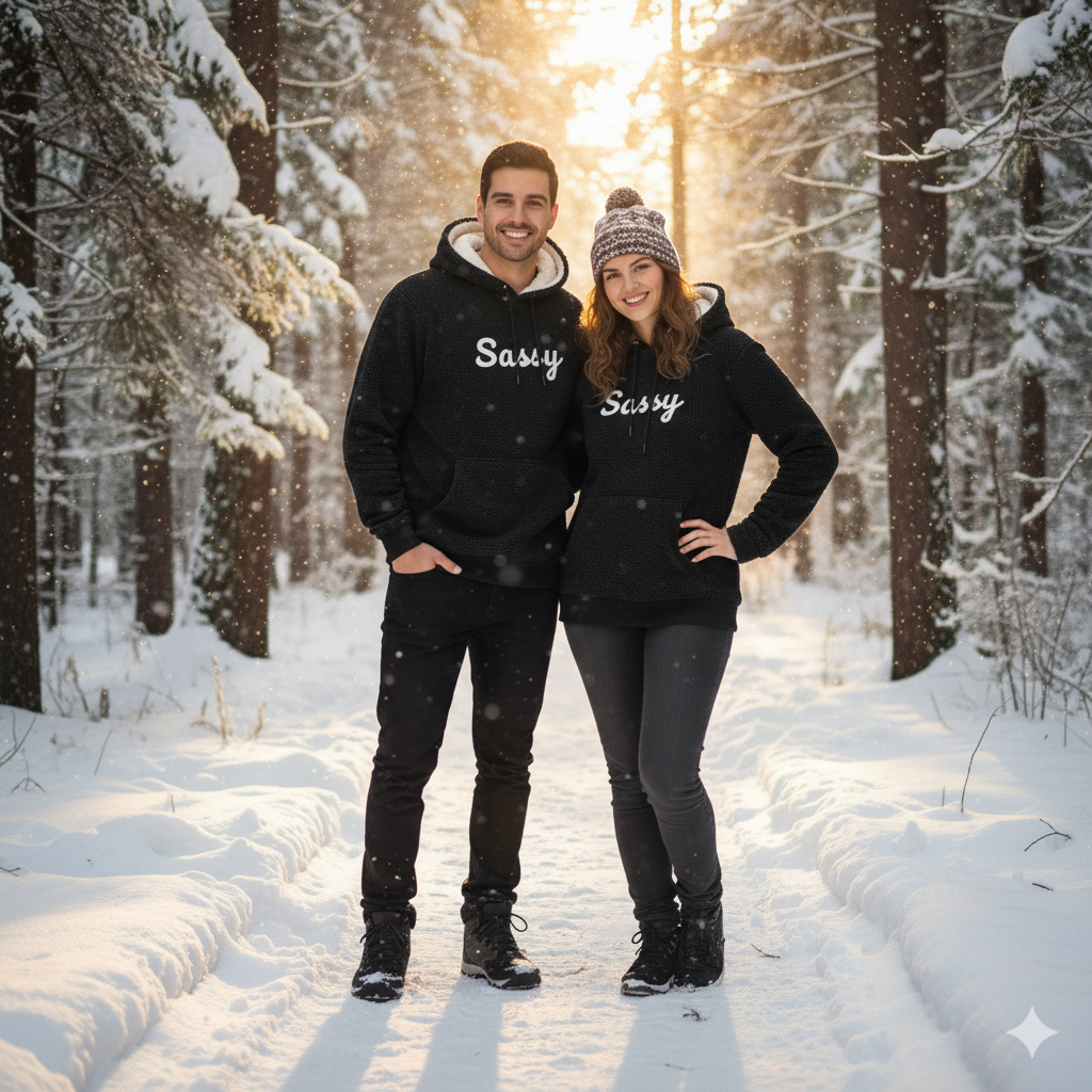 Cozy Black Fleece Hoodie – Thick Lining, Winter Wear