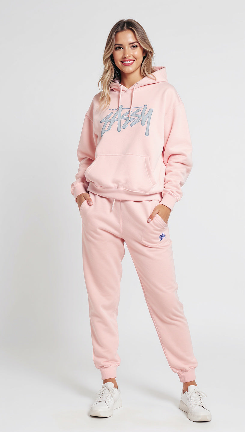 SASSY Women's Premium Pastel Pink Tracksuit Set