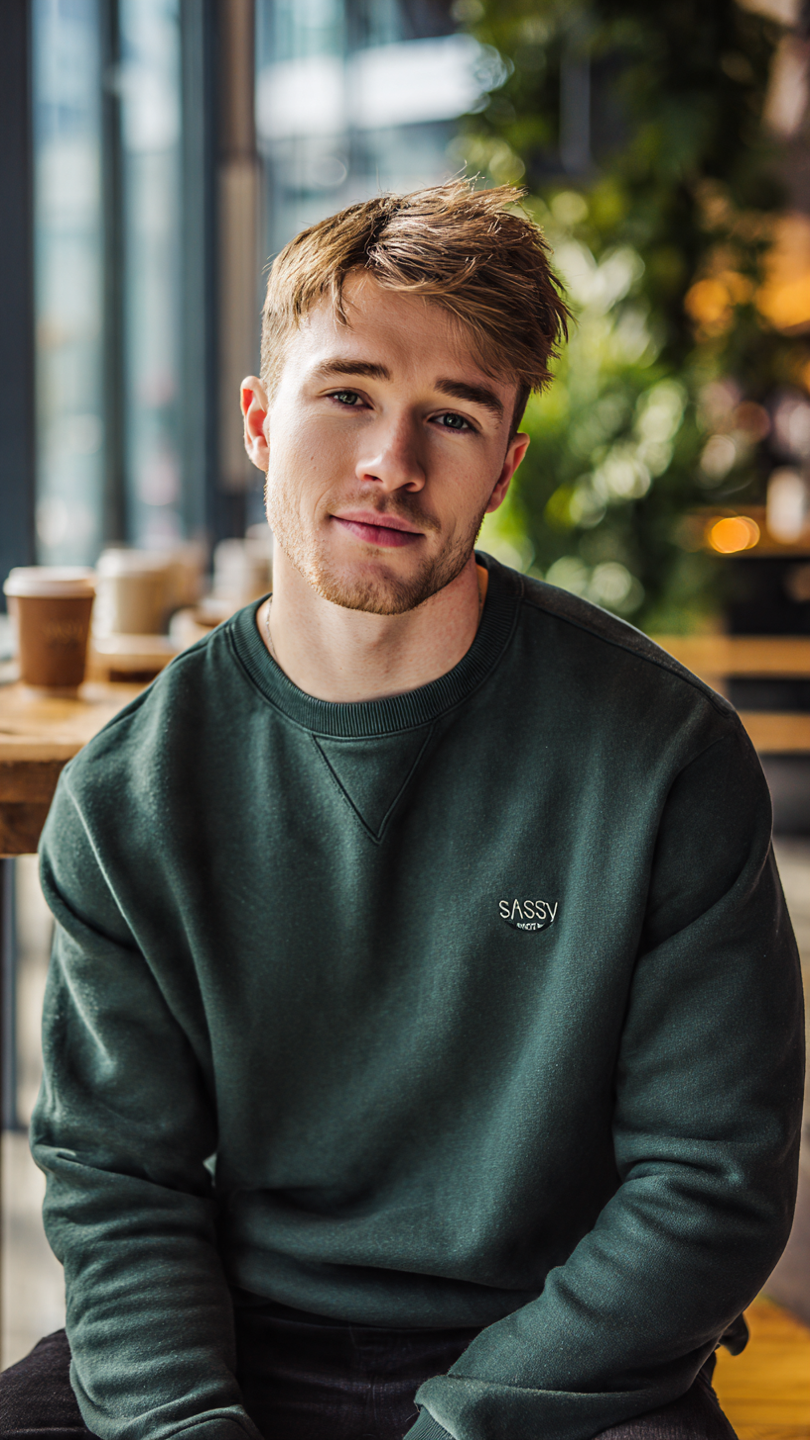 SASSY Men's Forest Green Essential Crewneck Sweatshirt