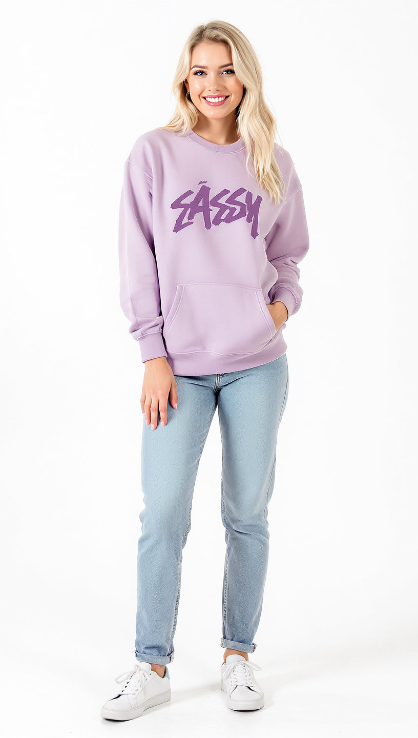 SASSY Women's Lavender Essential Crewneck Sweatshirt
