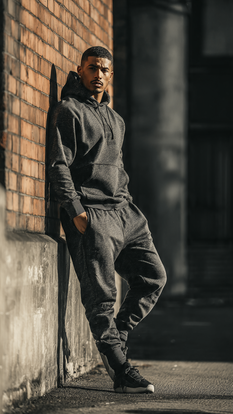 SASSY Men's Premium Charcoal Grey Tracksuit Set