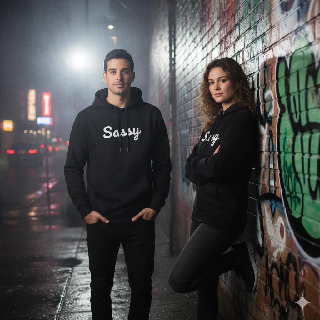 Premium Black Hoodie – “Sassy” Branding